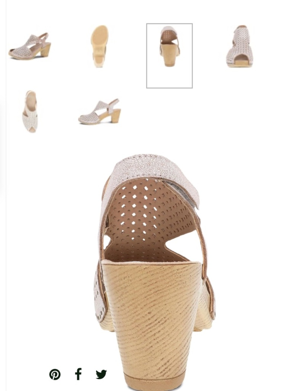 Women's Taupe Perforated Slingback Block Heel Sandal by Dansko